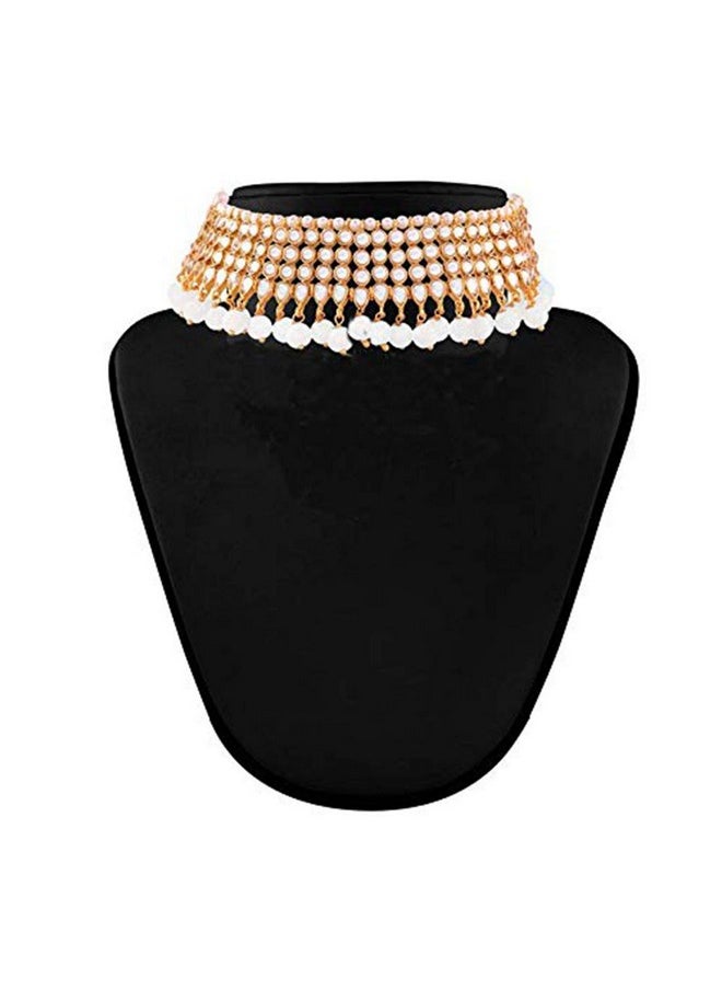 Aheli Kundan Beaded Necklace Dangle Earrings Maang Tikka Indian Bollywood Style Fashion Ethnic Jewelry Set For Women  - Image 2