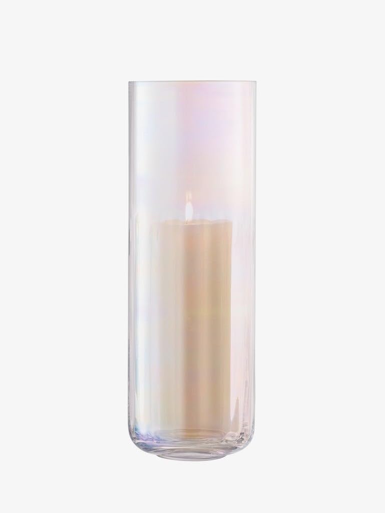 LSA Pearl Lantern/Vase H38.5cm Mother of Pearl Finish - Iridescent Glass Vase, Made in Poland - Image 3