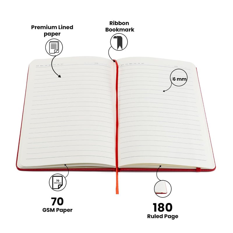AICA Personalized Name & Charm Leather HardCover Diary (Red) Daily Diaries Diary for Mens & Boys |Gifts For Boys| Employee Gift | Diwali Gifting Items | Journal Notebooks| Corporate Gifts for Clients - Image 4