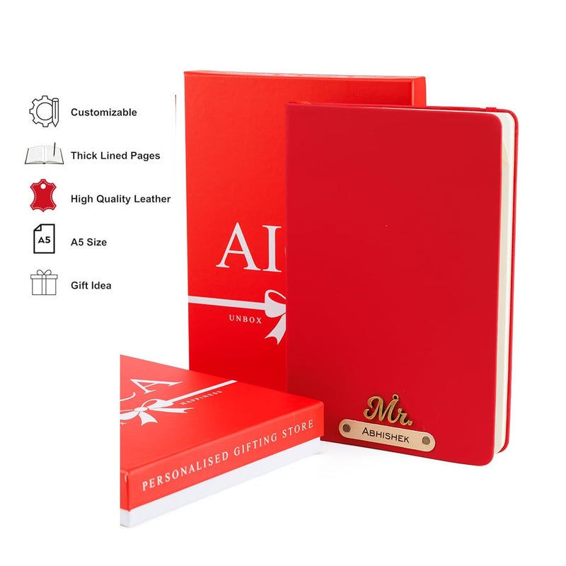 AICA Personalized Name & Charm Leather HardCover Diary (Red) Daily Diaries Diary for Mens & Boys |Gifts For Boys| Employee Gift | Diwali Gifting Items | Journal Notebooks| Corporate Gifts for Clients - Image 5