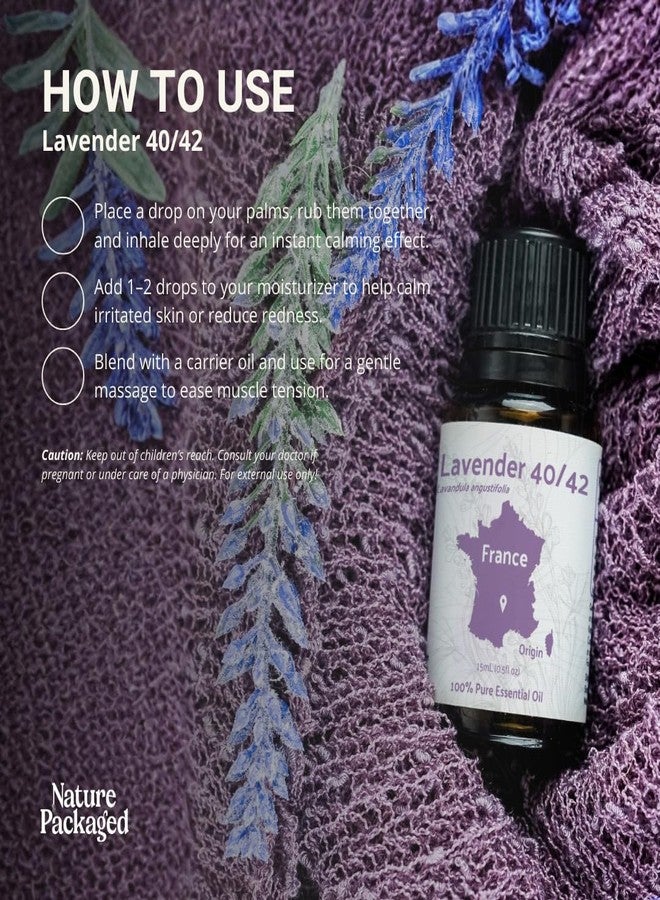 Nature Packaged Lavender 40/42 Essential Oil Direct from France - Essential Oil for Candle Making and Soaps - Pure Lavender 40/42 Oil for Aromatherapy, Skincare, Haircare, Perfumes - 15ml - Image 4
