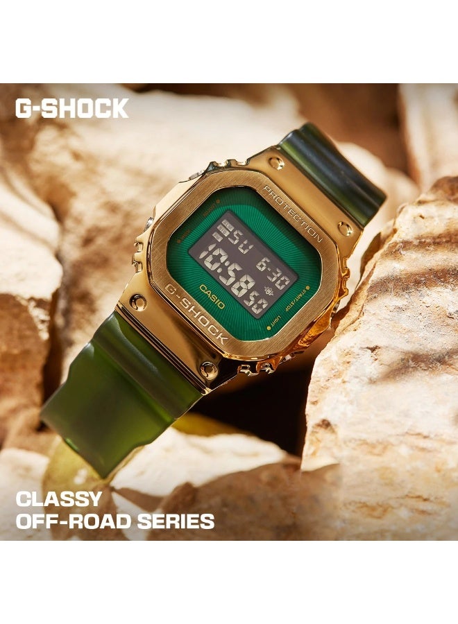 كاسيو ساعة كاسيو جي-شوك GM-5600CL-3D (GM-5600CL-3DR) رقمية، إطار معدني مطلي أيونياً بالذهب، سوار ريزن أخضر شبه شفاف، مقاومة ماء 200 متر - Image 2