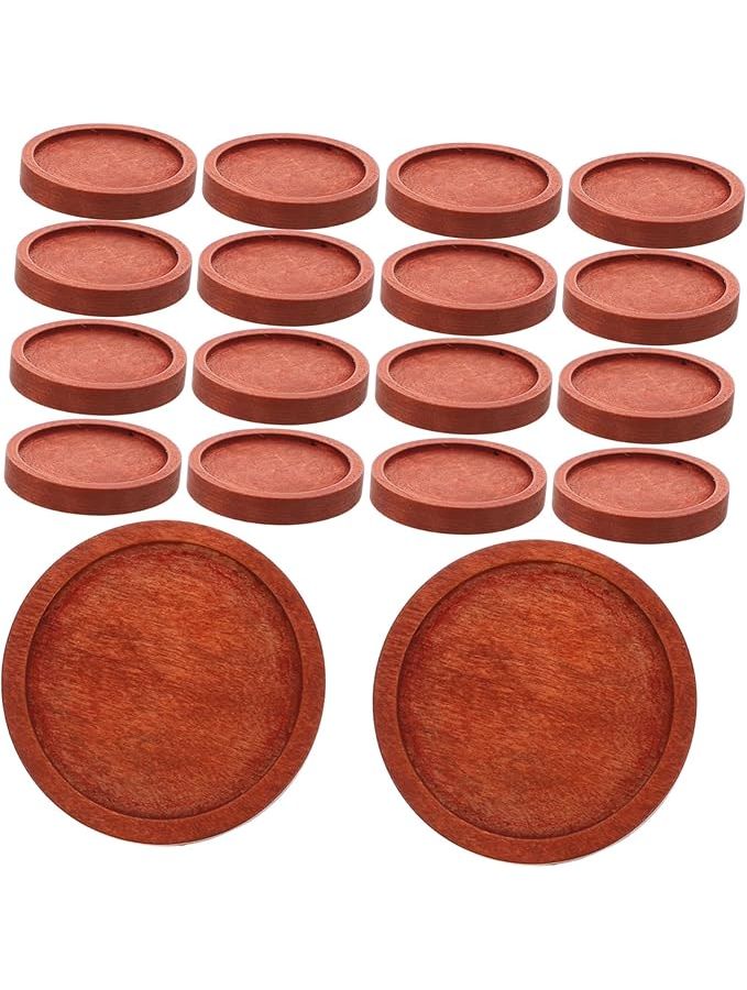 Coffee 40 Pcs Round Wooden Bases 30mm Lapel Pin Backs for DIY Jewelry Making - Image 1