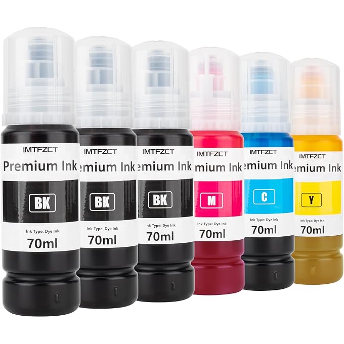 imtfzct Compatible T522 522 Ink Refill Bottles for ET-2803 ET-2720 ET4800 ET-2800 ET-2760 ET-4760 ET-2750 ET-3760 ET-2850 ET-15000 ET-4700 ST-4000 ST-2000 ET-3710 Printer(3BK C M Y)