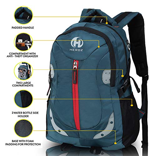 HEROZ Harbour Unisex Nylon 28 L Medium Size Travel Laptop Backpack Water Resistant Slim Durable Fits Up to 15.6 Inch Laptop Notebook (153-ALL) (Air Force Blue) - Image 4
