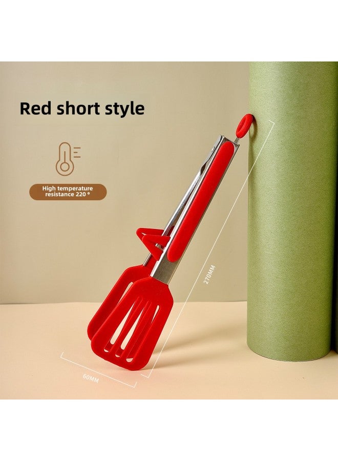Clip Kitchen Anti-scalding Clip Barbecue Food Clip Food Clip Fried Steak Special Clip Food Clip Stainless Steel-Color:9inch Red (with Stand) Shovel Clip  - Image 1