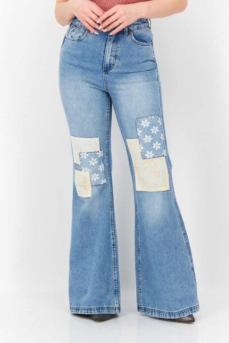 Billabong بيلابونغ × رانجلر نساء بنطلون جينز عادي بخصر عالي غير قابل للتمدد، أزرق - Image 1