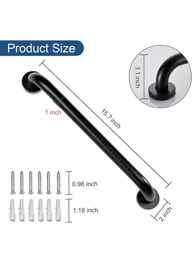 2 Pack 16 inch Matt Black Grab Bars for Elderly for Wall, Bathroom Grab Bars for Seniors, Bath & Shower Grab Bars for Seniors, Handicap Grab Bars for Bathroom, Safety Bars for Showers and Walls - Image 5