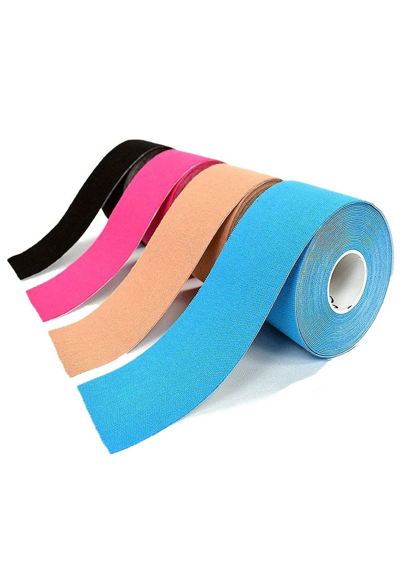 4 Rolls Waterproof Breathable Kinesiology Tape, Athletic Elastic Kneepad Muscle Pain Relief Knee Taping For Gym Fitness Running Tennis Swimming Football (Black, Skin, Pink, Light Blue) - pzsku/ZAC3CC586634C80C3BA14Z/45/_/1732518511/332e5549-ff74-4413-9b91-fc5937d700f9