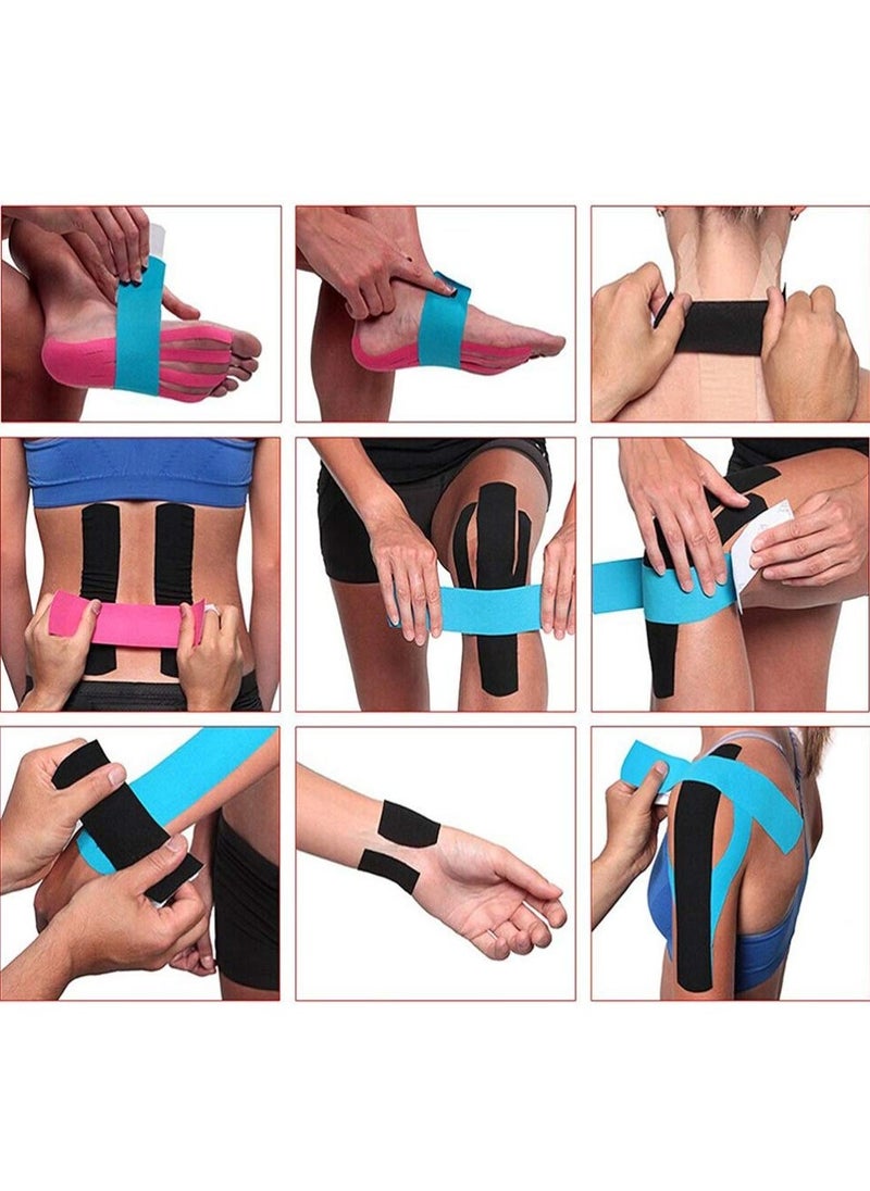 4 Rolls Waterproof Breathable Kinesiology Tape, Athletic Elastic Kneepad Muscle Pain Relief Knee Taping For Gym Fitness Running Tennis Swimming Football (Black, Skin, Pink, Light Blue) - pzsku/ZAC3CC586634C80C3BA14Z/45/_/1732518552/2c9bce50-b0c2-4563-8b00-436315057802