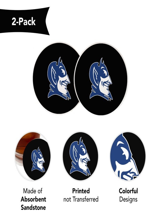 Desert Cactus Duke University Car Accessories Blue Devils Absorbent Sandstone Cup Coasters Licensed Product Set of 2 (Design D) - Image 3