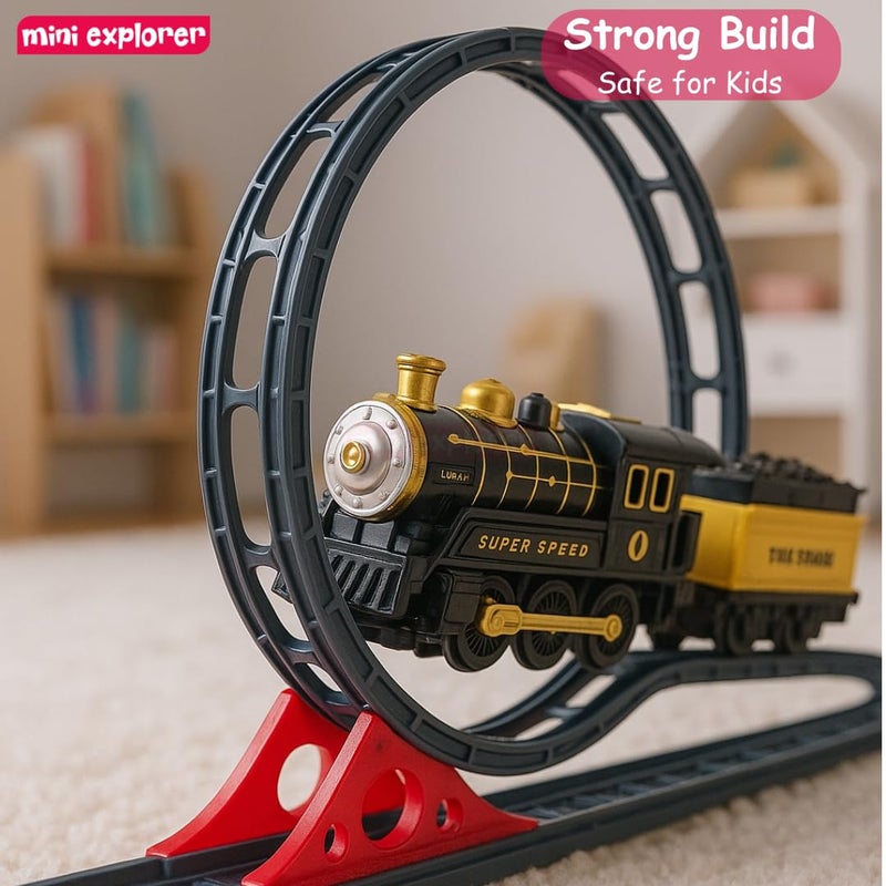 Mini Explorer Electric Train Track Set with Dual 360° Loops | Battery Operated Classic Train Toy with Tracks for Kids | Fun Racing Train Set for Boys & Girls Age 3+ Years | 136 x 64 cm Layout - Image 4
