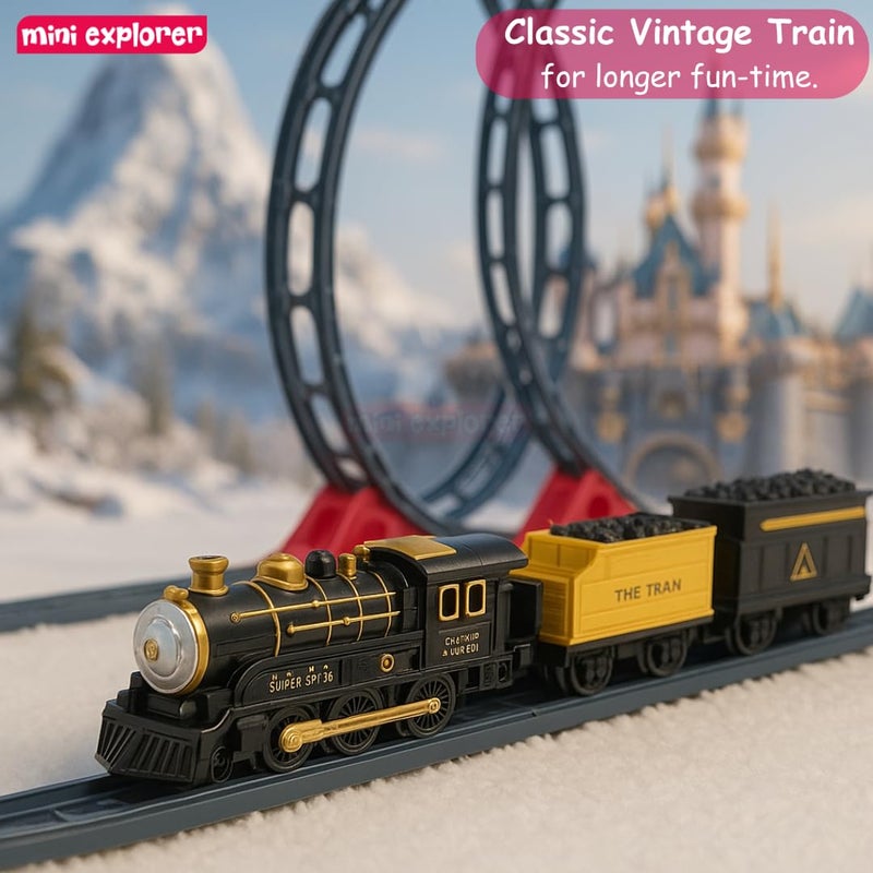 Mini Explorer Electric Train Track Set with Dual 360° Loops | Battery Operated Classic Train Toy with Tracks for Kids | Fun Racing Train Set for Boys & Girls Age 3+ Years | 136 x 64 cm Layout - Image 2