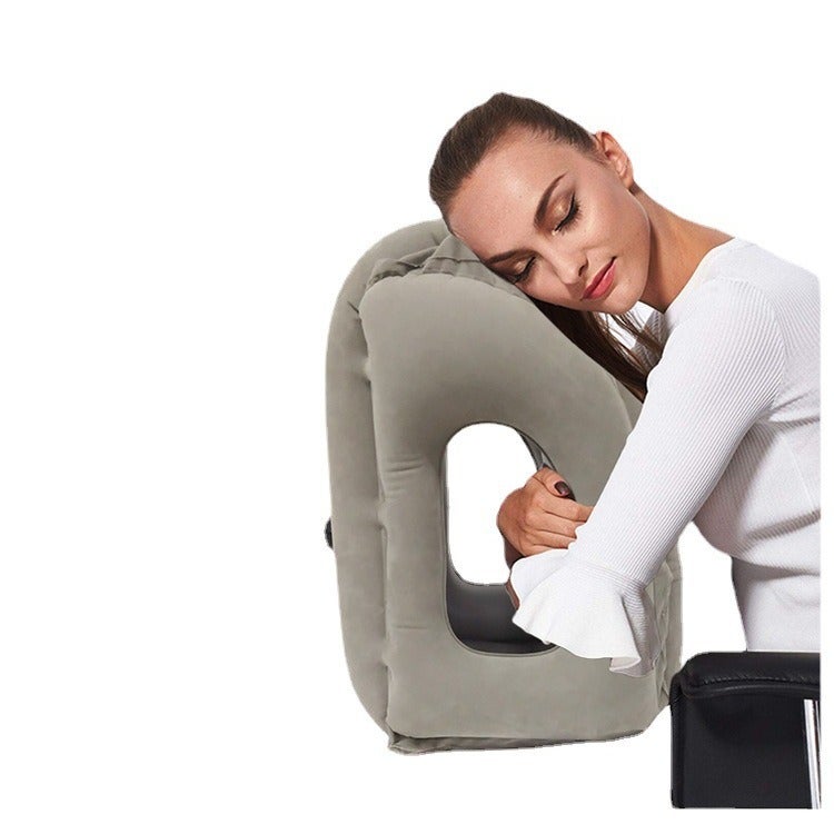 Popular Push-Type Automatic Inflatable Pillow For Outdoor Travel, Train And Airplane Pillow For Office Lunch Break, Sleeping Pillow For Side Sleeping - Image 5