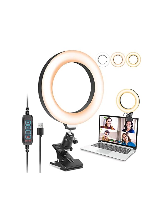 erorex Video Conference Lighting Led Selfie Ring Light Webcam Light With 3 Light Modes 10 Level Dimmable For Video Conference Zoom Calls Live Streaming Photography Online Teaching Dimmable Webcam  - Image 1