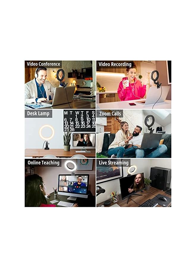 erorex Video Conference Lighting Led Selfie Ring Light Webcam Light With 3 Light Modes 10 Level Dimmable For Video Conference Zoom Calls Live Streaming Photography Online Teaching Dimmable Webcam  - Image 4
