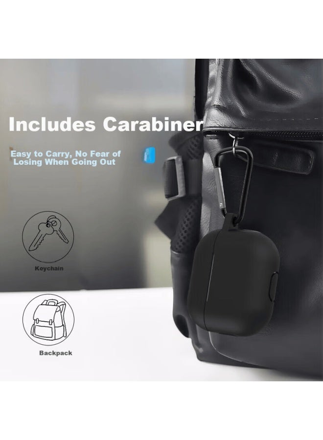 Yiou Airpods 3rd Generation Protective Case For Apple 3rd Gen Wireless Bluetooth Earphones, Non-slip, Drop-proof Liquid Silicone Slim Storage Box With Hook, Anti-fingerprint, Black - Image 3