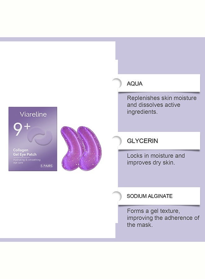 Viareline Collagen Gel Eye Mask - Daily Care for Eye Area: Refreshing, Moisturizing, Hydrating and Nourishing. 5pairs - Image 4
