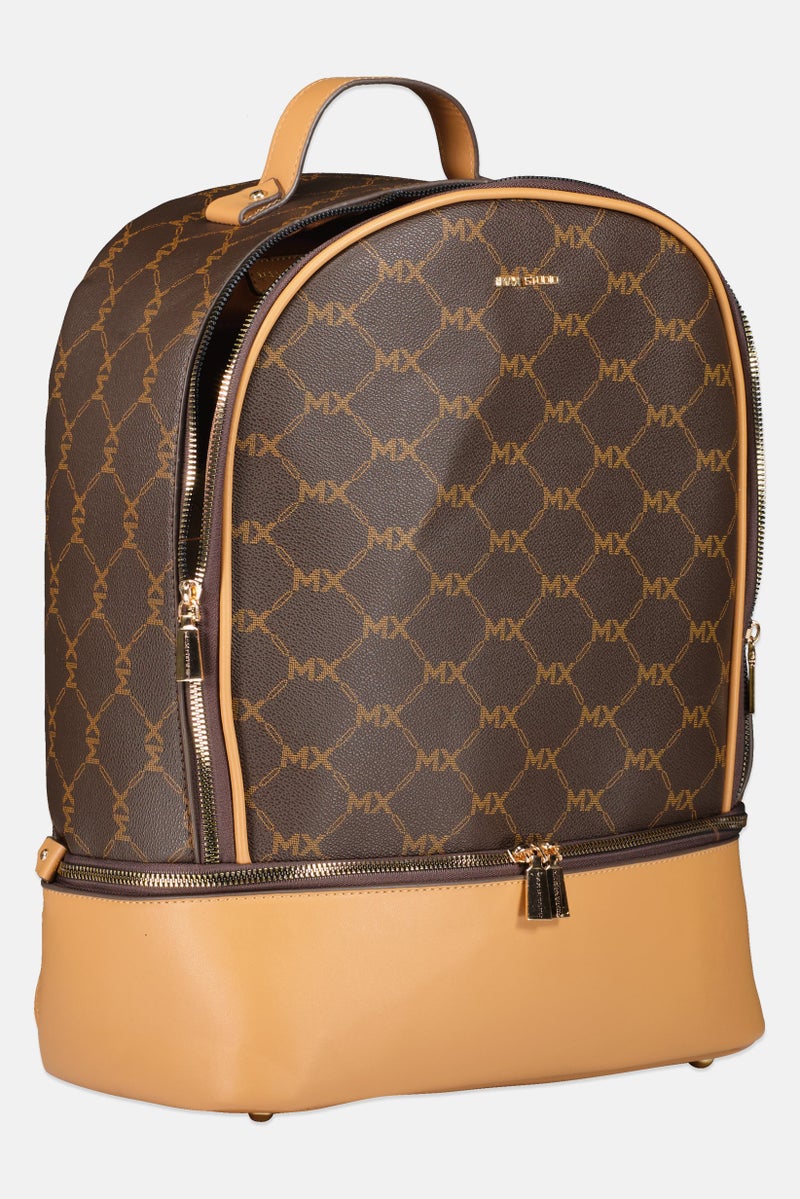 Max Studio Women Brand Logo Backpack, Brown - Image 3