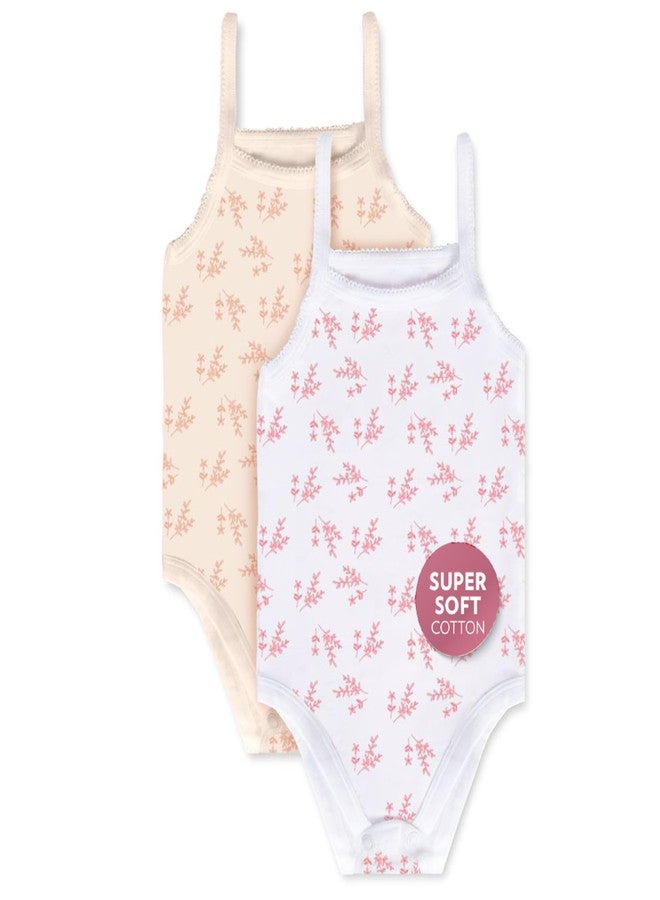 Feathers Leafy Style Tank Top Bodysuits Baby Girl Undershirts – Super Soft One-Piece for Toddler (2 Pack) (Pink Floral, 24M) - Image 1
