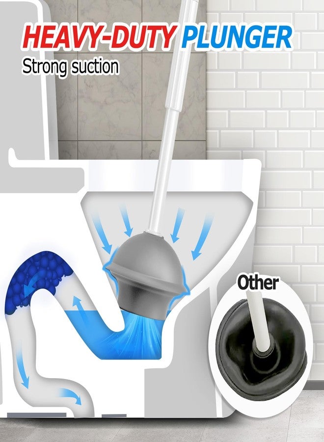 FORASTO 3 in 1 Toilet Brush and Plunger Set,Toilet Bowl Brush Plunger Set,Toilet Brush Plunger Combo,Cleaning Brush,Cleaning Supplies, Crevice Cleaning Brush, Bathroom Cleaning Tools, Pearl White - Image 3