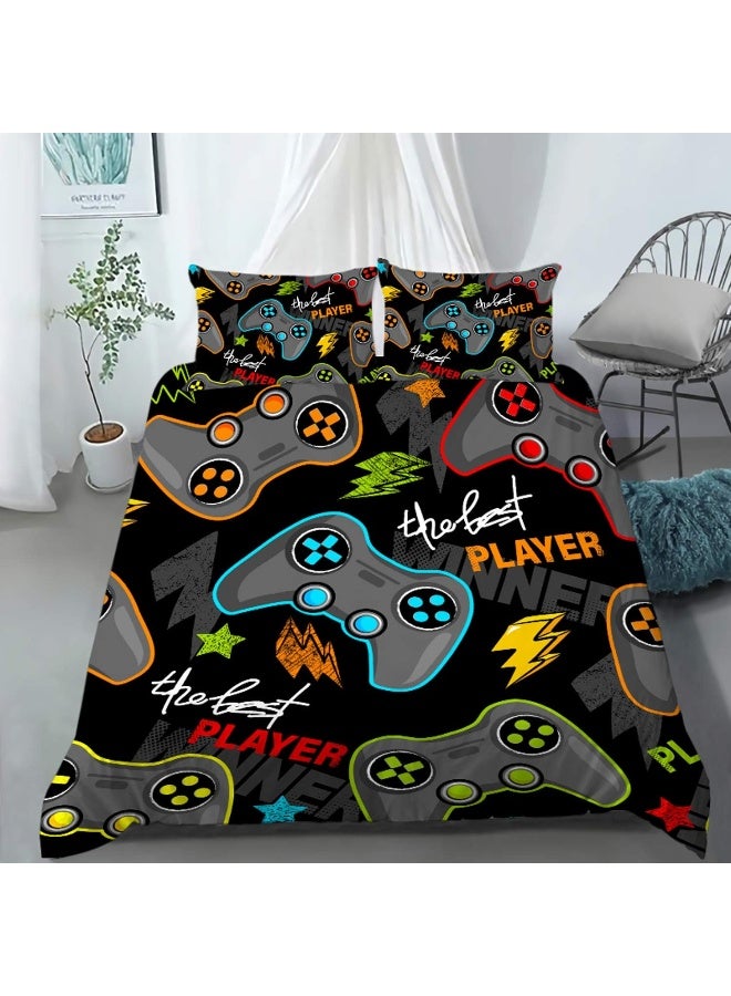 AILONEN Gamer Bedding Sets for Boys, Gaming Duvet Cover Set Twin Size, Boys Video Games Comforter Cover, Playstation Designs Bed Set for Teen Boys Bedroom, Gamepad Controller, 3 Piece with 2 Pillow Shams  - Image 1