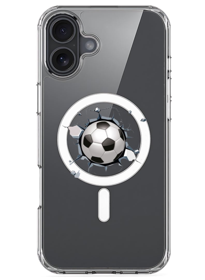 Theodor iPhone 16 Magsafe Magnetic Case Compatible with Wireless Charging, Shockproof Phone Bumper Cover - Football - Image 1