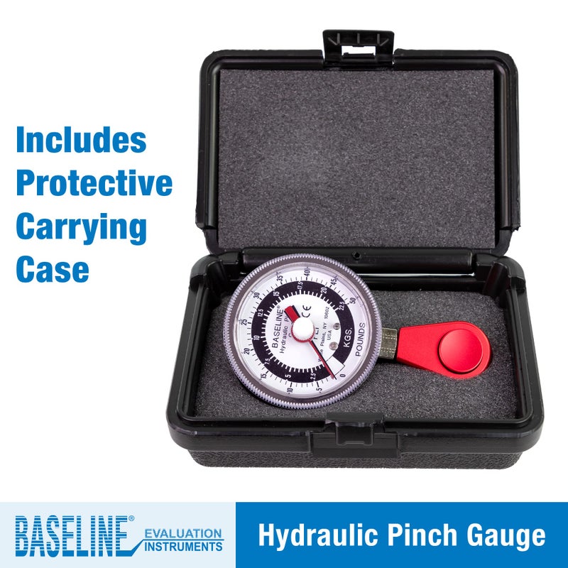 Baseline Hydraulic Pinch Gauge 50lb Capacity Hand Therapy Equipment Finger Strength Tester Physical Therapy Rehabilitation Wrist, Hand, Fingers - Red - Image 2