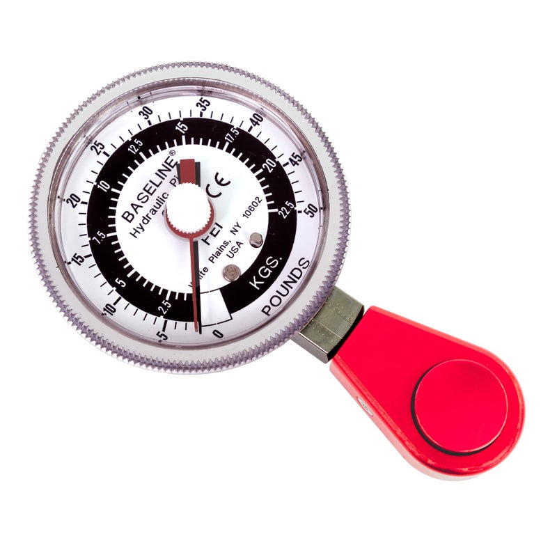 Baseline Hydraulic Pinch Gauge 50lb Capacity Hand Therapy Equipment Finger Strength Tester Physical Therapy Rehabilitation Wrist, Hand, Fingers - Red - Image 1