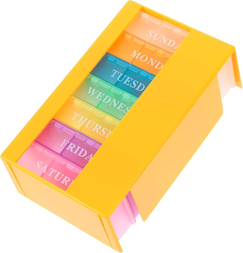 KICHOUSE 21-Compartment Weekly Pill Organizer Orange Plastic Pill Holder for Daily Medicine Storage Travel-Friendly for Adults and Seniors - Image 1