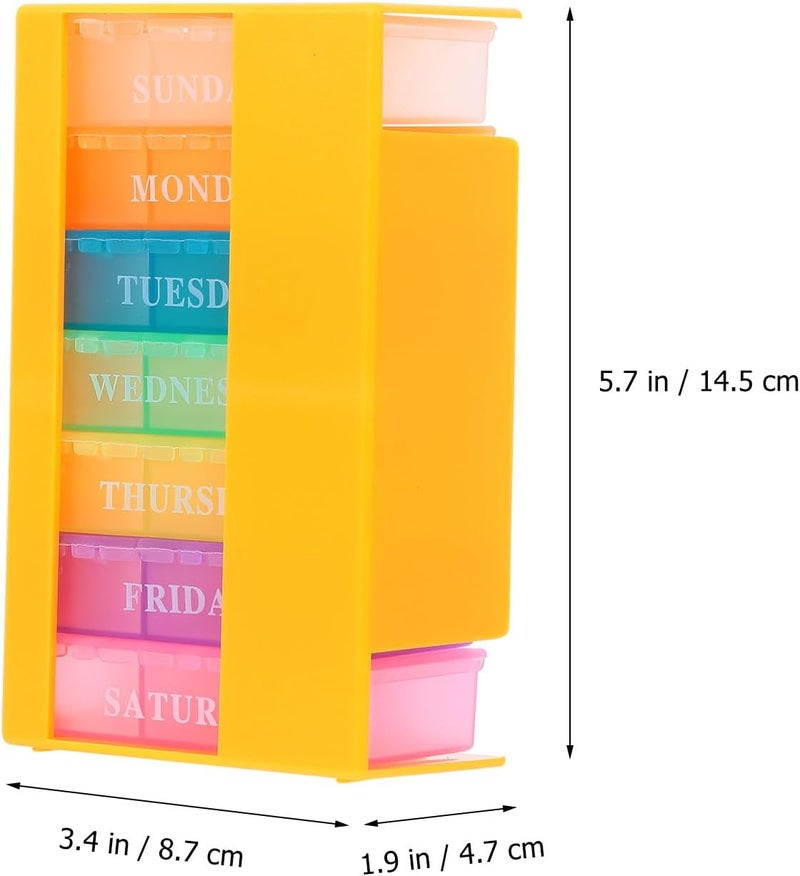 KICHOUSE 21-Compartment Weekly Pill Organizer Orange Plastic Pill Holder for Daily Medicine Storage Travel-Friendly for Adults and Seniors - Image 2