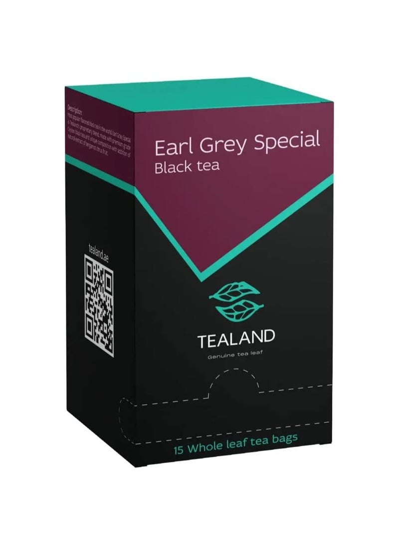 Tealand Earl Grey 15 Sachet Box Organic Herbal Tea Bags Malty Rich 100% Natural Ingredients Antioxidants Rich Helps Destress Soothing Calming Tisane - Image 1