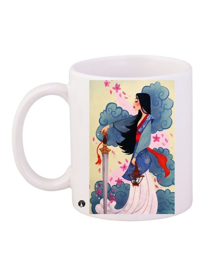 RYN Cartoon Printed Coffee Mug White/Blue/Red 11ounce