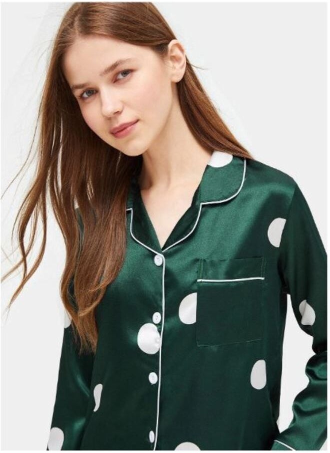 Shein - Polka Dot Satin Pajama Set - Image 1