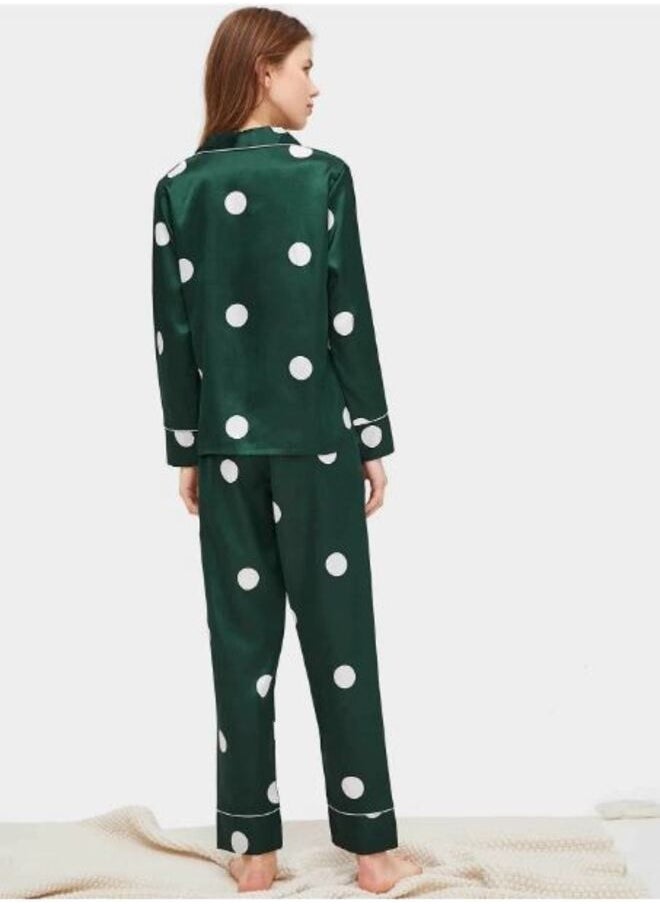 Shein - Polka Dot Satin Pajama Set - Image 1