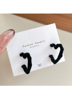 Autumn Winter Camellia Stud Earrings Bridal Luxury Velvet Red High-end Jewelry Laa3 black love flocked c ring