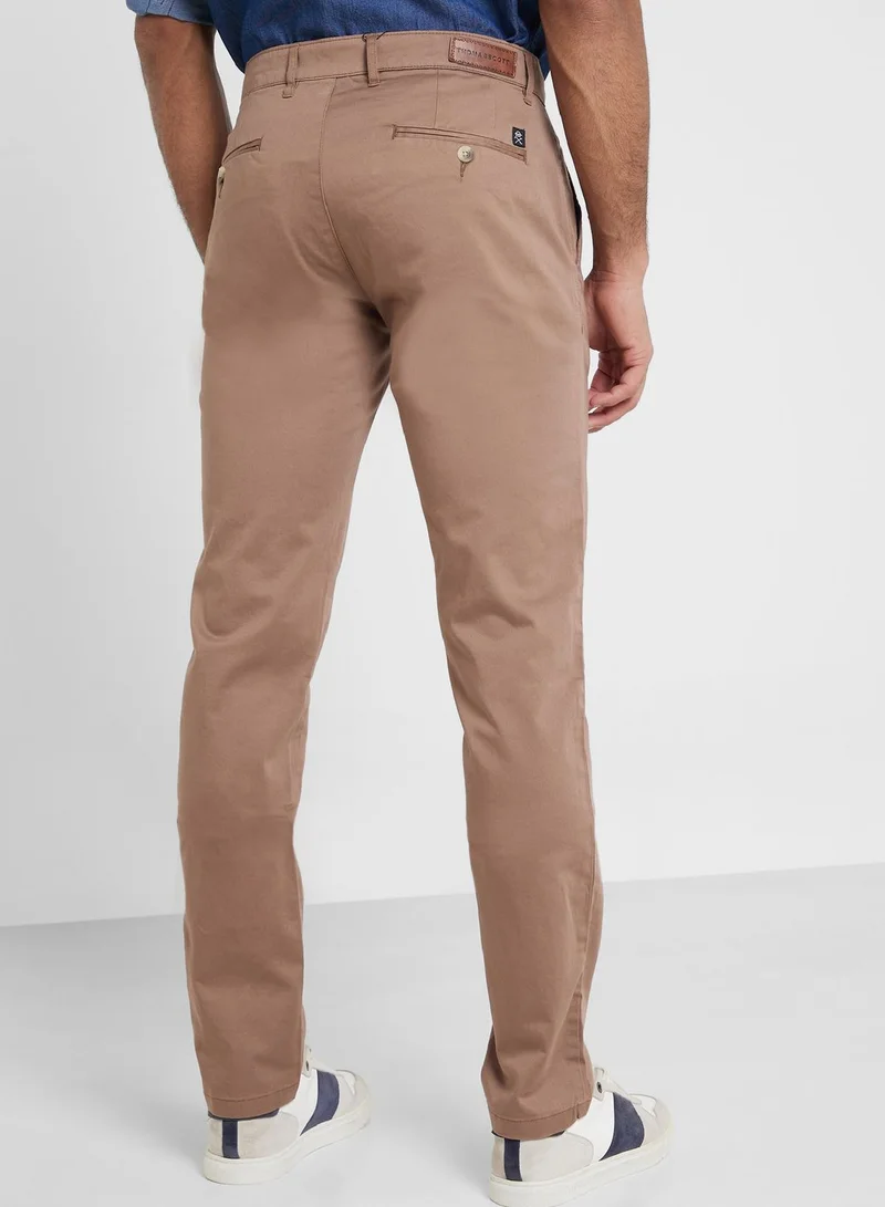 توماس سكوت Thomas Scott Men Brown Easy Wash Sustainable Trousers
