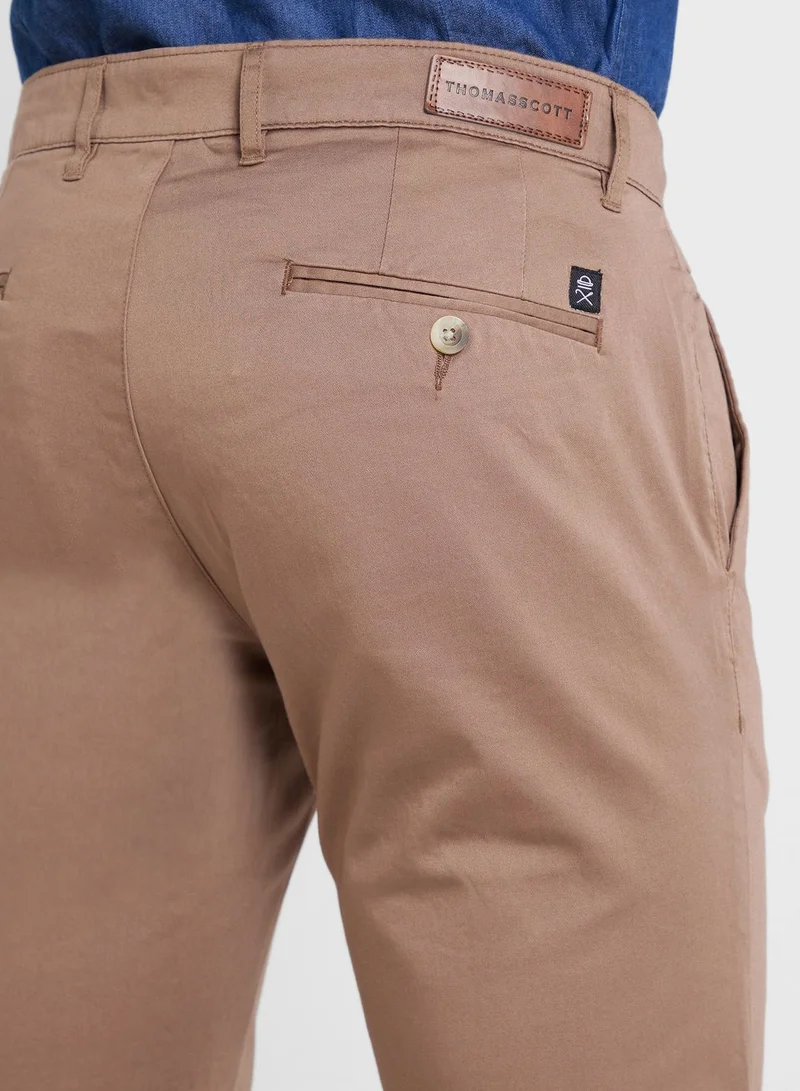 توماس سكوت Thomas Scott Men Brown Easy Wash Sustainable Trousers