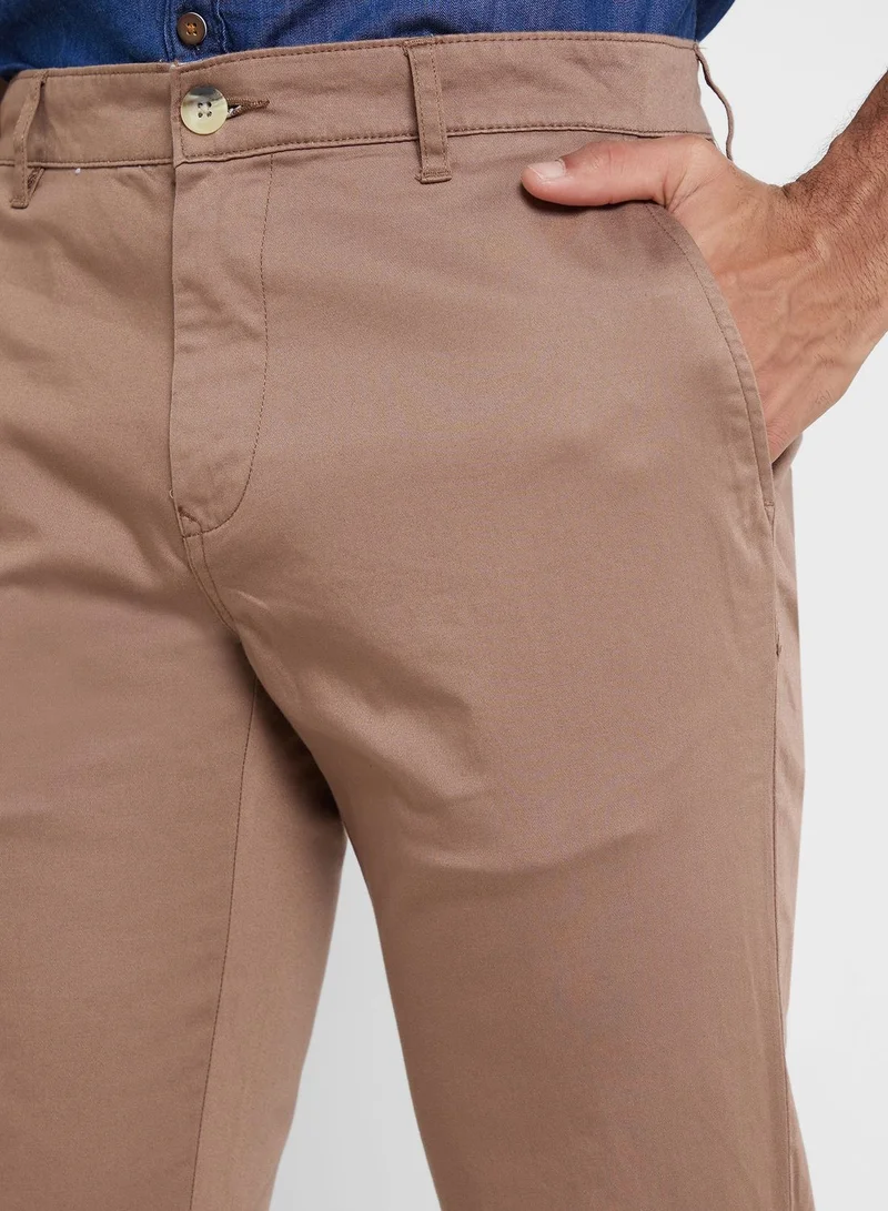 توماس سكوت Thomas Scott Men Brown Easy Wash Sustainable Trousers