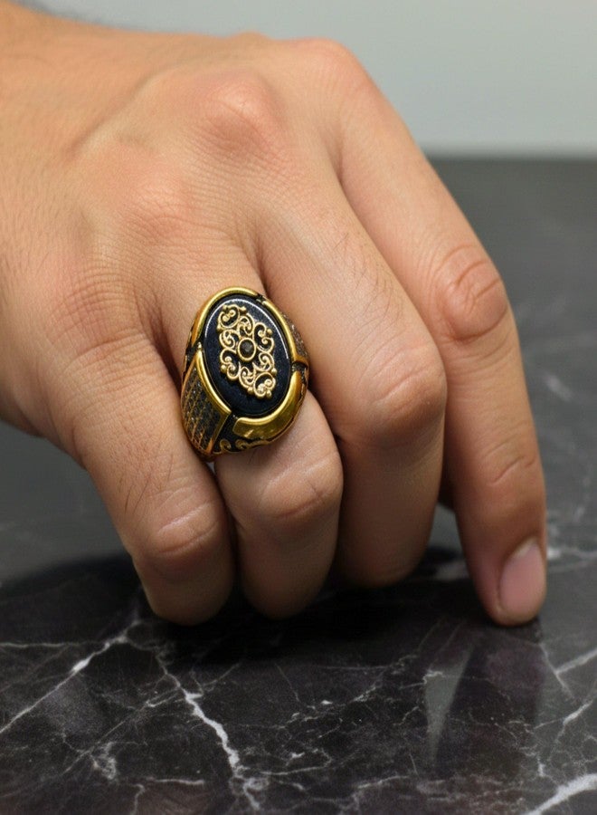 THE MEN THING Royal Series - Royal Enigma RING - Pure Stainless Steel Men’s Gold-Plated Ring – Statement Luxury Jewelry (Size : 16-17-19-21-23-27) (16) - Image 2