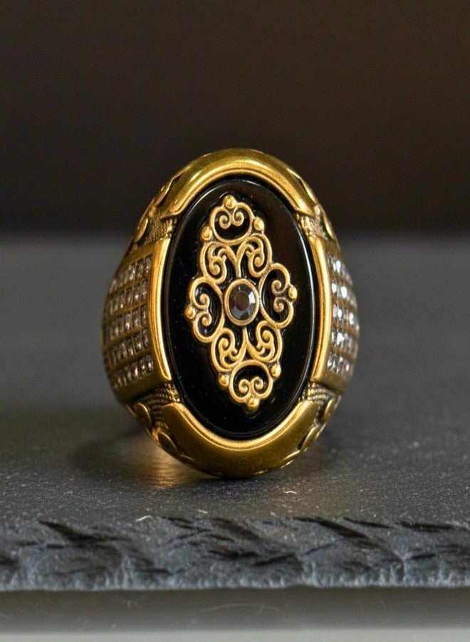 THE MEN THING Royal Series - Royal Enigma RING - Pure Stainless Steel Men’s Gold-Plated Ring – Statement Luxury Jewelry (Size : 16-17-19-21-23-27) (16) - Image 4