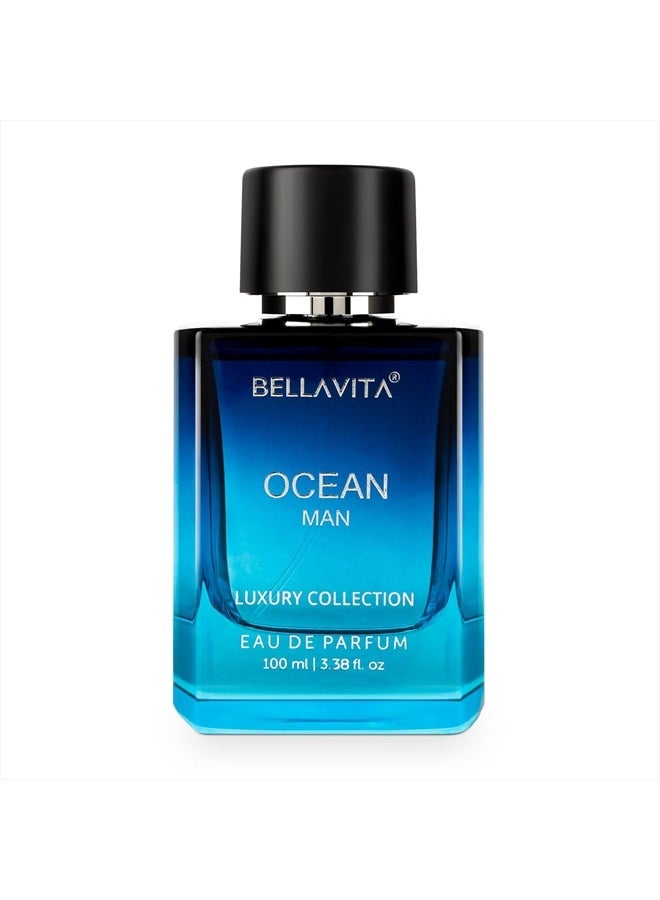 Bella Vita Luxury OCEAN Eau De Parfum for Men (3.48 fl. oz.) | Aquatic Perfume for Men | Notes: Aqueous, Fresh, Orchid, Floral | Family: Citrus, Marine, Woody | Vegan & cruelty free - Image 1