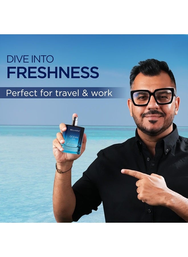 Bella Vita Luxury OCEAN Eau De Parfum for Men (3.48 fl. oz.) | Aquatic Perfume for Men | Notes: Aqueous, Fresh, Orchid, Floral | Family: Citrus, Marine, Woody | Vegan & cruelty free - Image 2