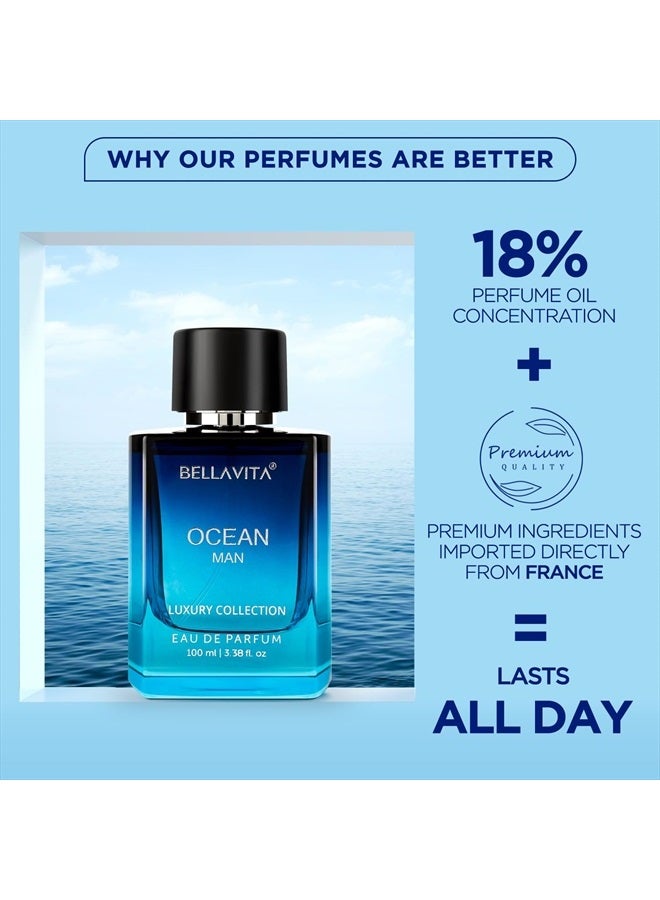 Bella Vita Luxury OCEAN Eau De Parfum for Men (3.48 fl. oz.) | Aquatic Perfume for Men | Notes: Aqueous, Fresh, Orchid, Floral | Family: Citrus, Marine, Woody | Vegan & cruelty free - Image 4