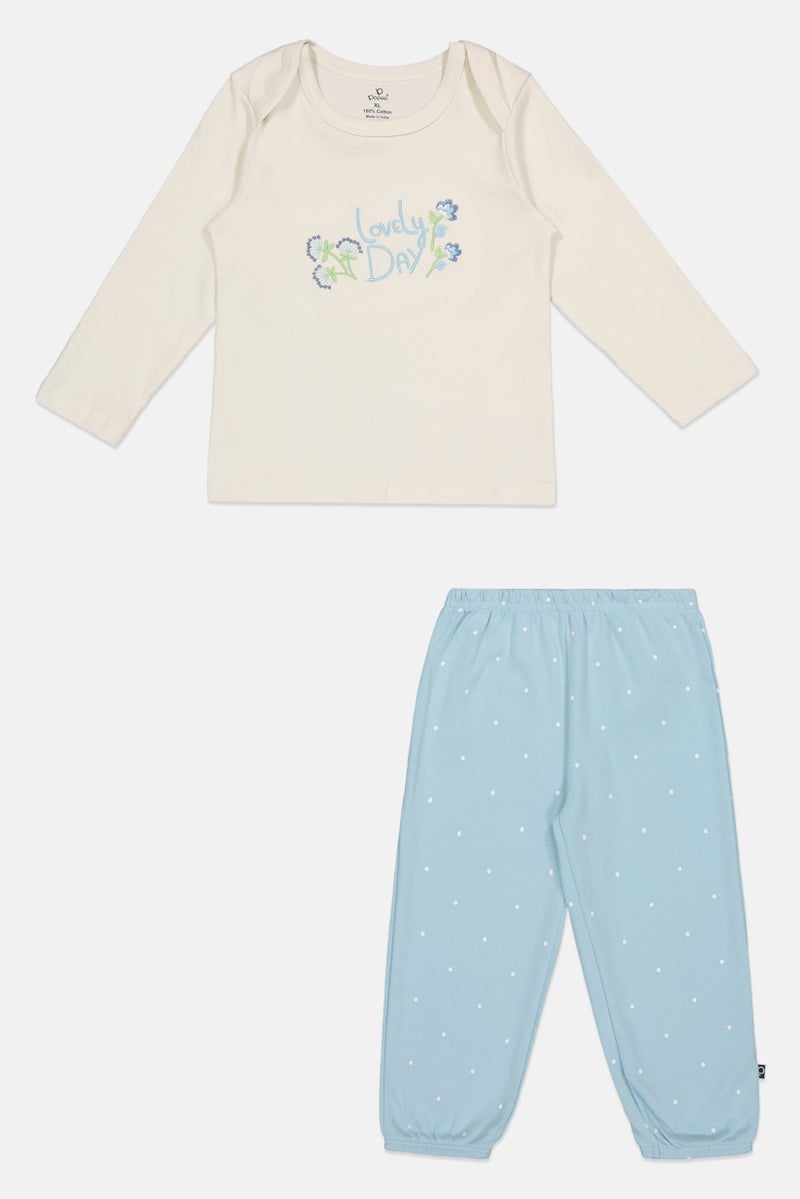 POPEES Toddlers Girl 2Pcs Embroidered Top And Pants Set, Multicolor - Image 2
