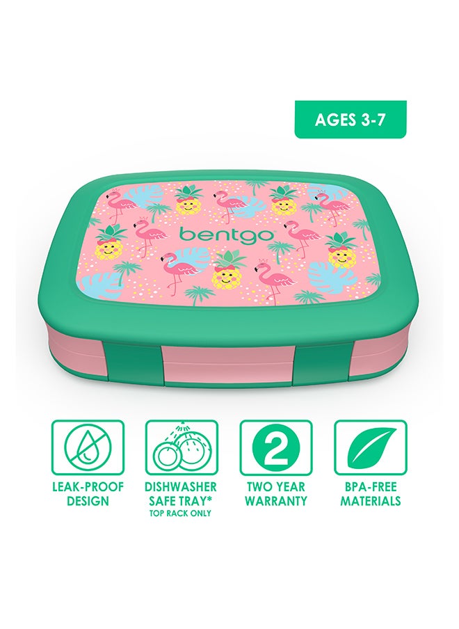 Bentgo Kids Prints Leak Proof, 5 - Compartment Bento - Style Kids Lunch Boxideal Portion Sizes For Ages 3 To 7 Bpa - Free, Dishwasher Safe , Food - Safe Materials (Tropical)  - Image 3