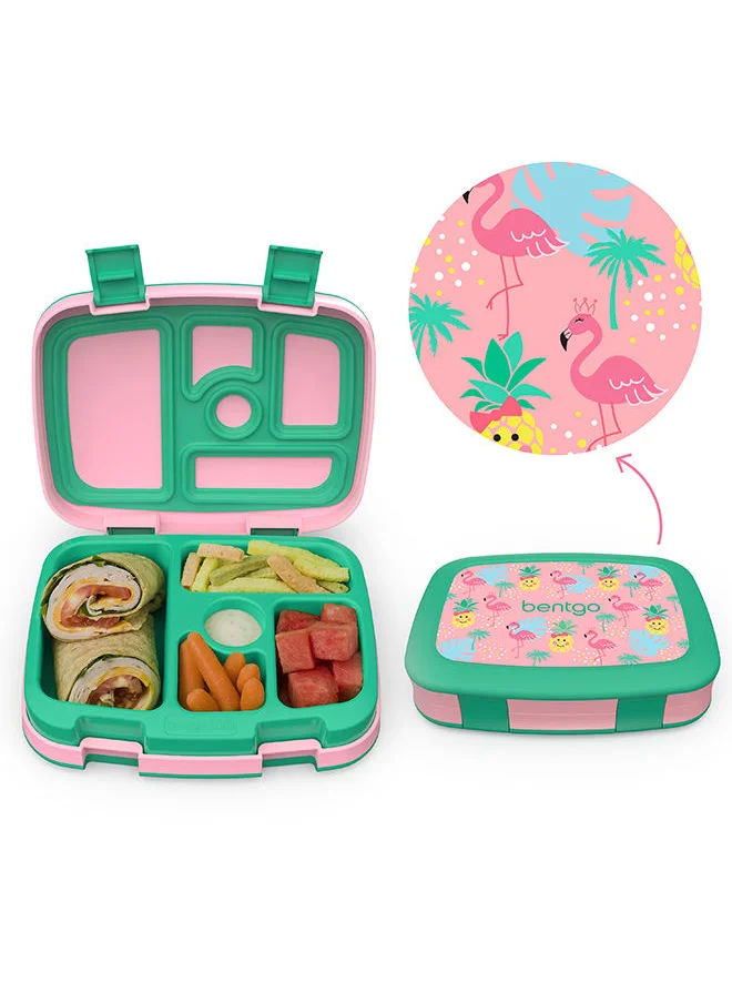 Bentgo Kids Prints Leak Proof, 5 - Compartment Bento - Style Kids Lunch Boxideal Portion Sizes For Ages 3 To 7 Bpa - Free, Dishwasher Safe , Food - Safe Materials (Tropical)