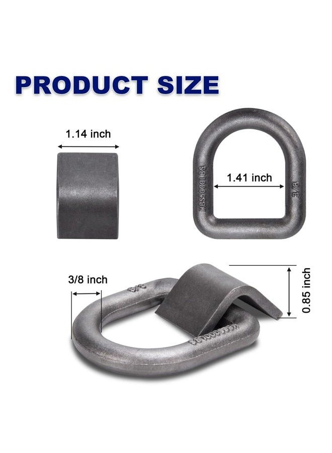 AYMMIC 3/8" Heavy Duty Weld-On Forged D Ring with Welding Clips, D-Ring Tie Down Anchor with Weld On Anchor Points for Trailer, Truck Cargo, RV, ATV Tiedowns, Farm Applications etc, WLL:2,000lbs lbs - Image 2