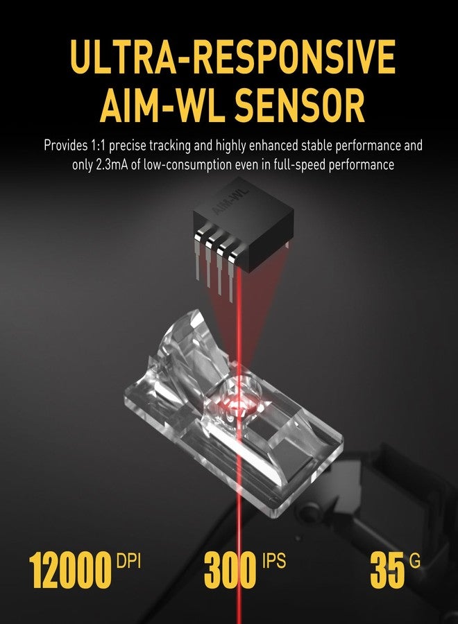 DAREU A950 Wireless Gaming Mouse with RGB Charging Dock,88g Lightweight Programmable Tri-Mode Wireless Mouse Gaming, Up to 12K DPI,1000Hz,120Hrs Playtime with RGB Backlit, Great for PC, Mac - Image 4