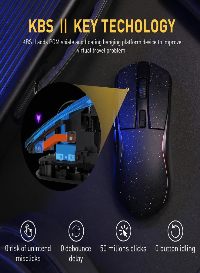 DAREU A950 Wireless Gaming Mouse with RGB Charging Dock,88g Lightweight Programmable Tri-Mode Wireless Mouse Gaming, Up to 12K DPI,1000Hz,120Hrs Playtime with RGB Backlit, Great for PC, Mac - Image 5